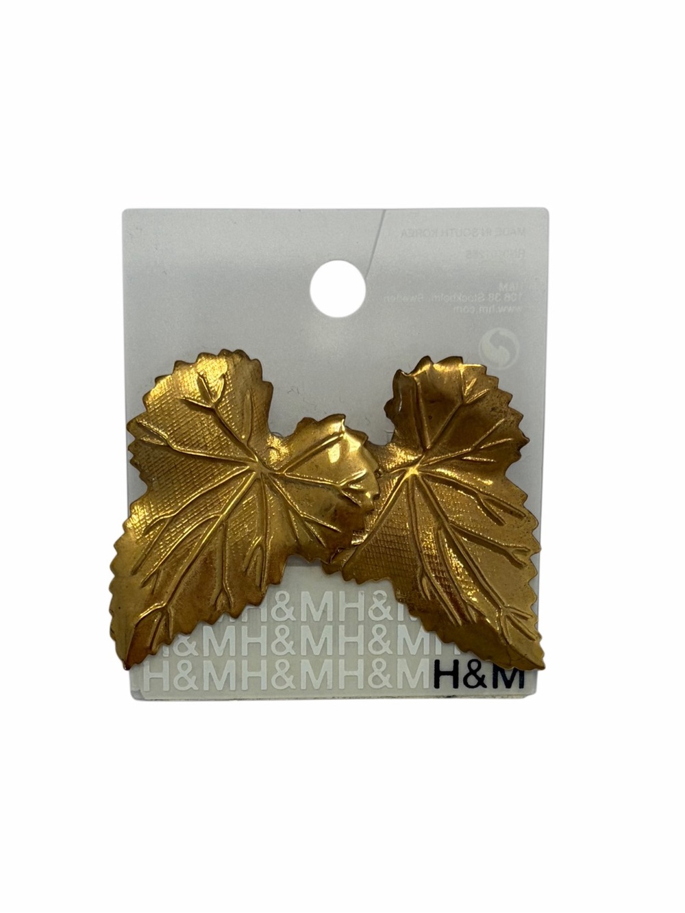 NWT H&M Goldtone Large Leaf Earrings